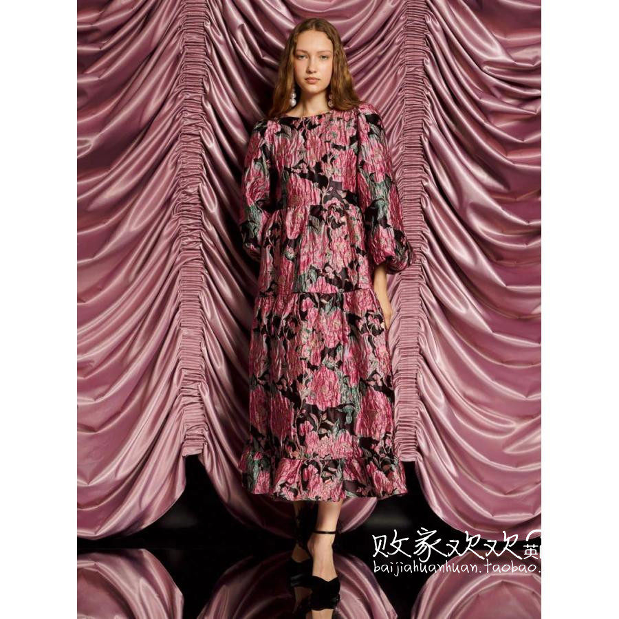 英国代购正品11.15 名品SJ 女装新款 时尚设计花长款百搭连衣裙