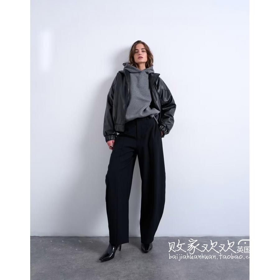 英国代购正品12.08 2025潮流导向 女装新款 TS深色长款舒适裤子