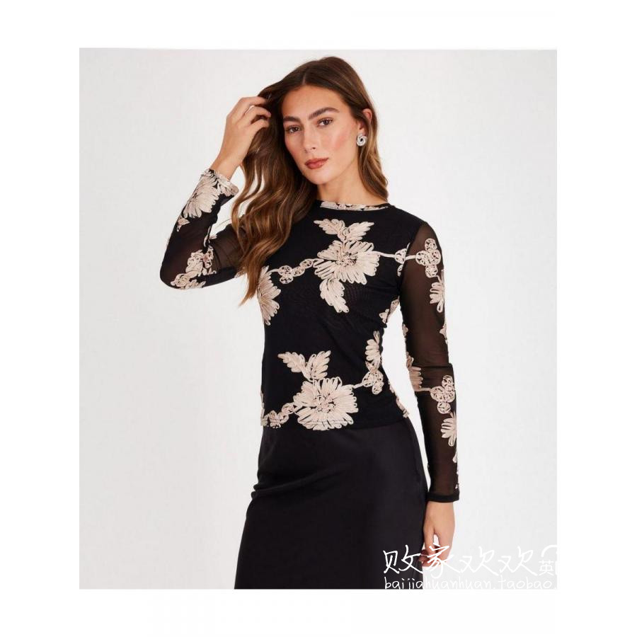 英国代购正品11.18 名品NL 女装新款 时尚印花长袖舒适打底衫