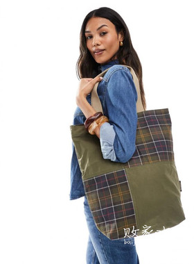 英国代购正品05.05 2025潮流导向 女包新款 拼接格子帆布手提袋