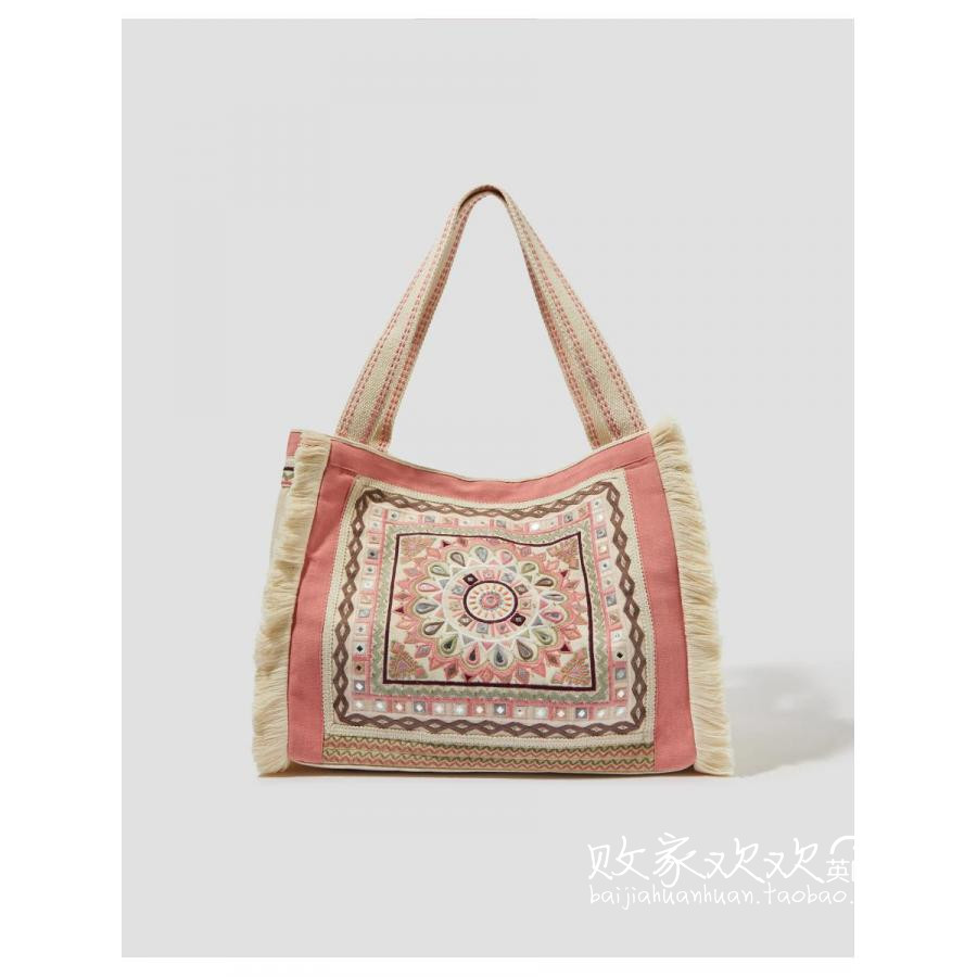 英国代购正品03.02 名品Monsoon 女包新 刺绣花流苏大容量手提包