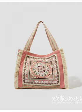 英国代购正品03.02 名品Monsoon 女包新 刺绣花流苏大容量手提包