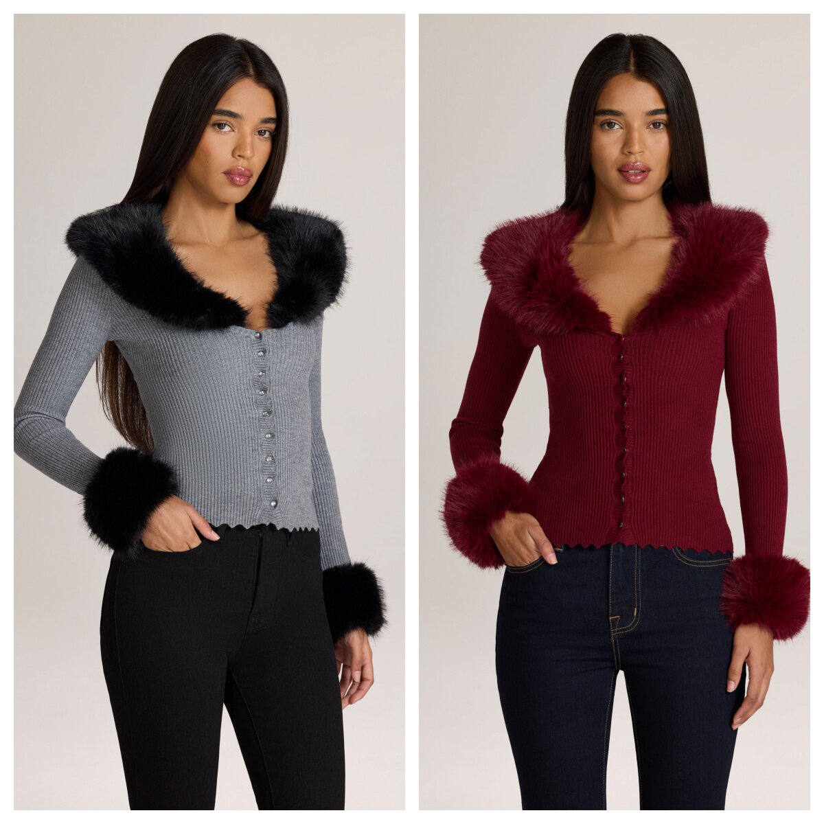 英国代购正品 10.15 秋冬女装 OHPOLLY 人造毛针织开衫毛衣
