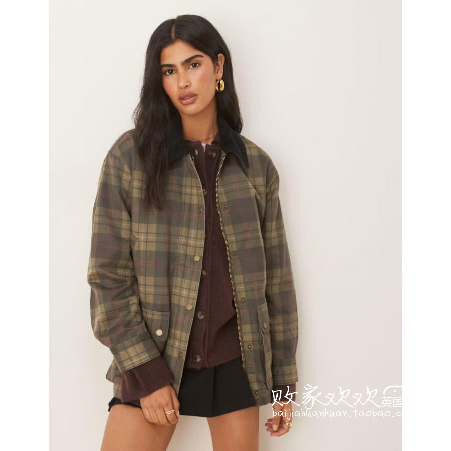 英国代购正品09.18 2025潮流导向 女装新款 翻领格子短款舒适夹克