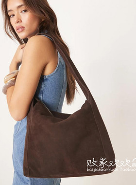 英国代购正品07.14 2025潮流导向 女包新款 绒面深色大容量单肩包