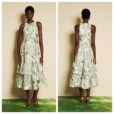 英国代购正品03.28 名品SJ 女装新款 时尚无袖提花长款百搭连衣裙