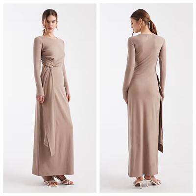 女装新款设计飘带长款连衣裙