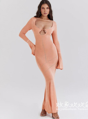 英国代购正品07.02 2025潮流导向 女装新款 设计修身长款连衣裙