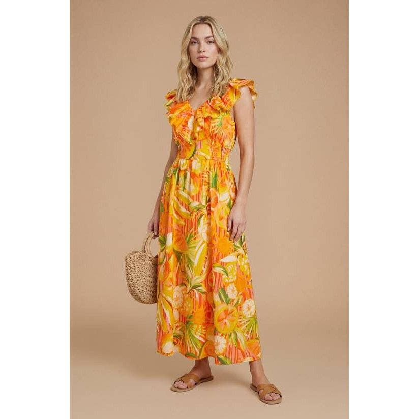 英国代购正品06.27 名品PL 女装新款 时尚水果印花长款连衣裙