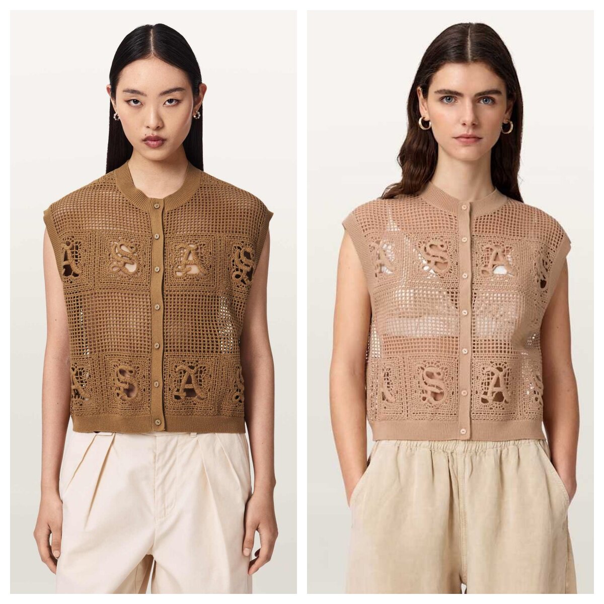 英国正品代购04.14 Allsaints 女装新款 钩针花半透视小衫