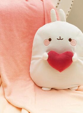 英国代购正品12.23 MOLANG Fleece Blanket 毯子和枕头 爱心兔子