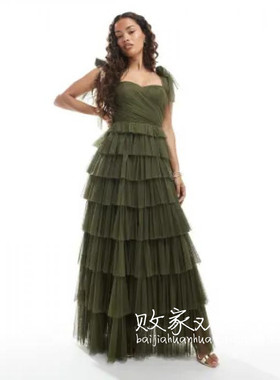 英国代购正品07.04 2025潮流导向 女装新款 设计多层长款连衣裙