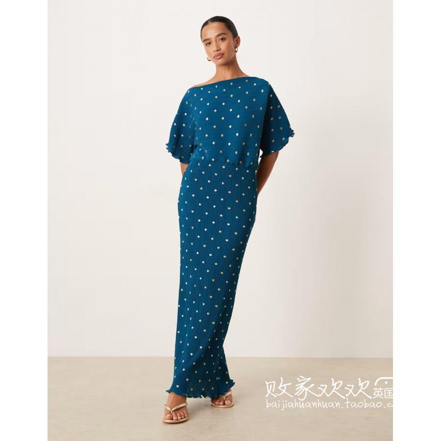 英国代购正品11.23 2025潮流导向 女装新款 设计波点长款连衣裙