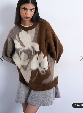 英国代购正品01.02 2026潮流导向 女装新款 TS花朵慵懒风长袖毛衣