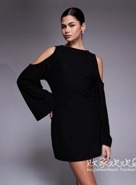 英国代购正品11.23 2025潮流导向 女装新款 设计露肩深色连衣裙