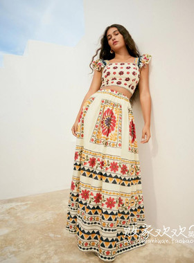 英国代购正品04.02 名品NEXT 女装新款 时尚印花长款百搭半身裙