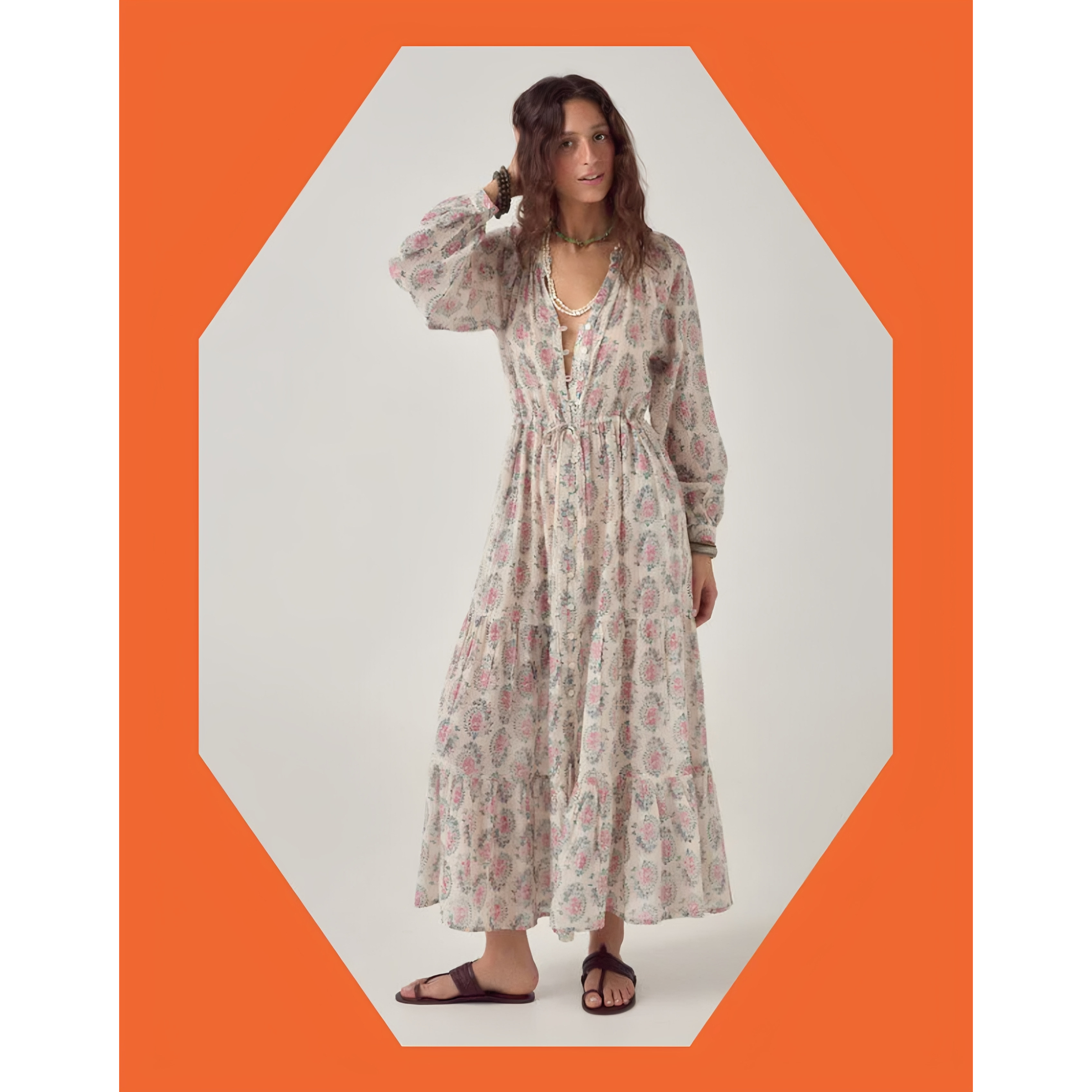 英国代购正品04.17 名品Monsoon 女装新款 时尚印花长袖连衣裙