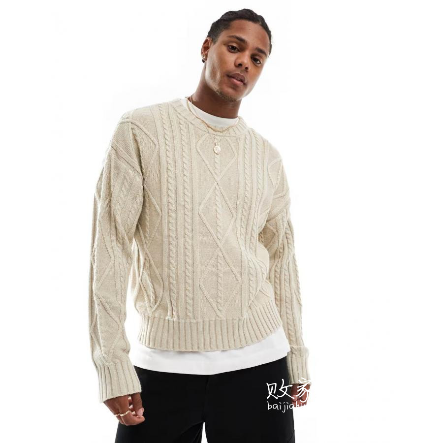 英国代购正品11.26 2025潮流导向 男装新款 浅色针织长袖舒适毛衣