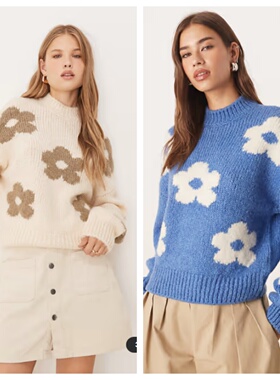 英国代购正品01.12 2026潮流导向 女装新款 花朵针织长袖设计毛衣