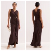 正品 设计褶皱长款 02.02 女装 英国代购 时尚 名品MS 新款 百搭连衣裙