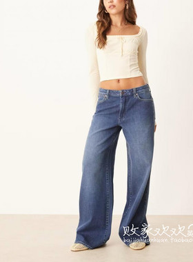 英国代购正品08.16 2025潮流导向 女装新款 休闲阔腿舒适牛仔裤