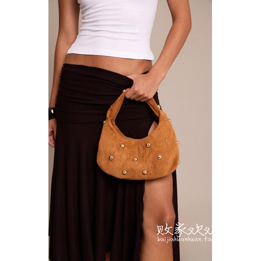 英国代购正品11.19 名品PL 女包新款 绒面铆钉迷你设计手提包