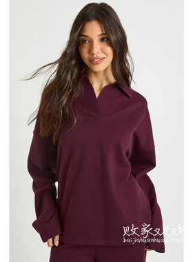 英国代购正品12.13 名品Boohoo 女装新款 休闲翻领长袖舒适卫衣