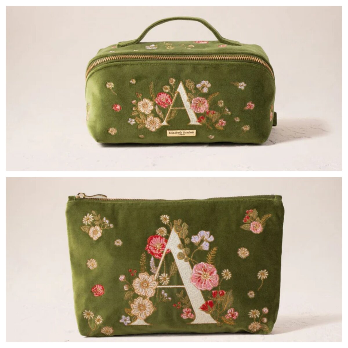 英国代购正品05.25 Wildflower Alphabet刺绣花化妆包 字母定制款