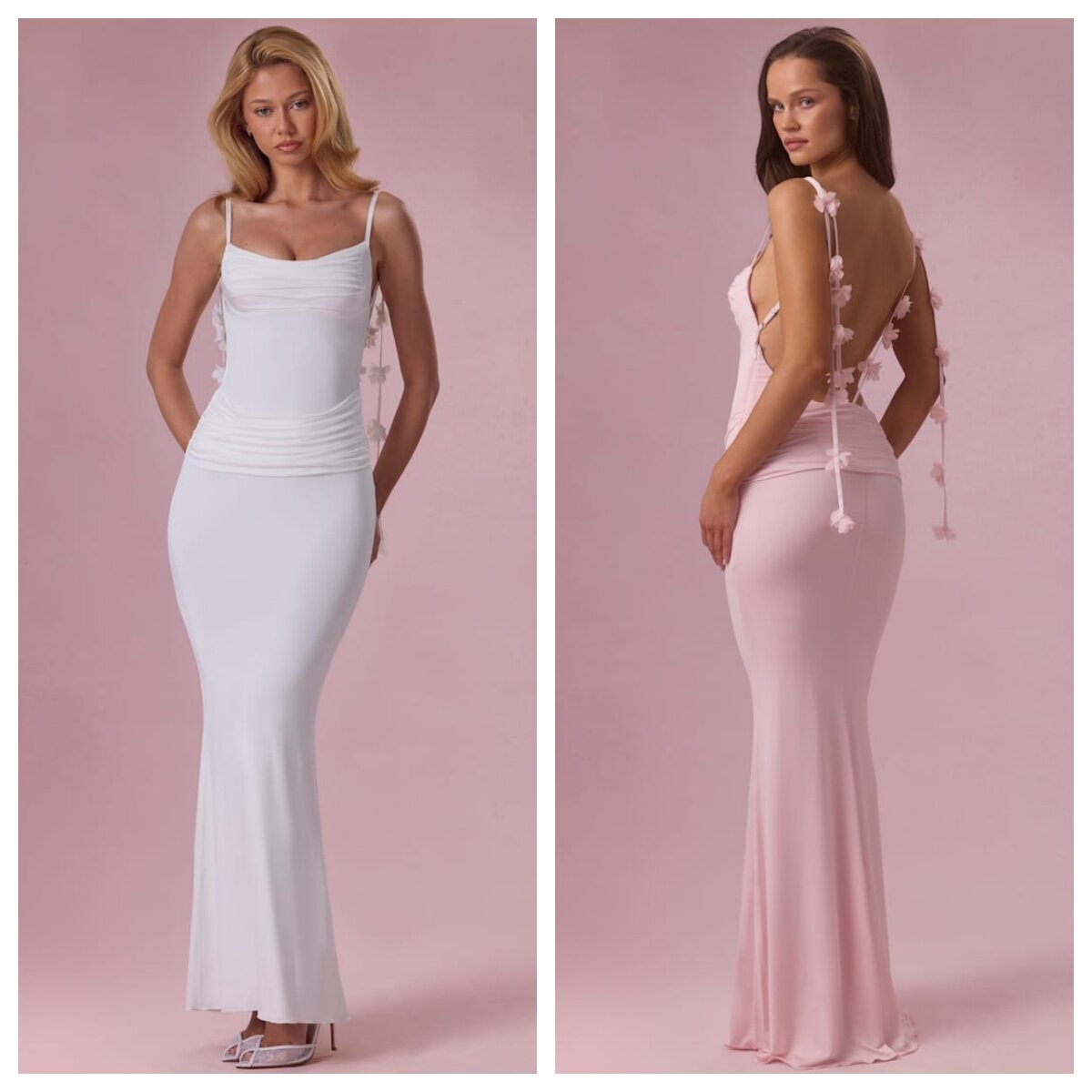 英国代购正品04.27 名品ohpolly 女装新款 露背花朵肩带礼服长裙