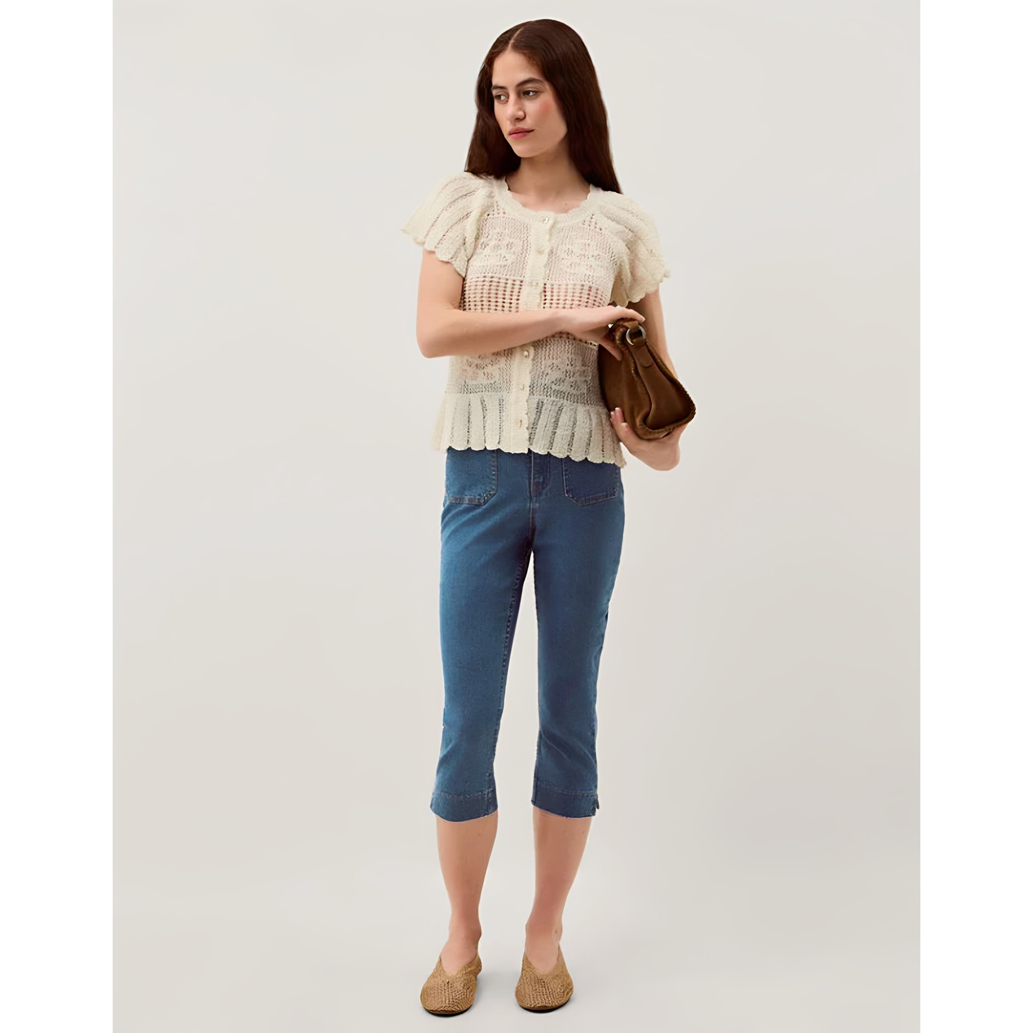 英国代购正品04.01 名品Monsoon 女装新 时尚牛仔弹力舒适中短裤