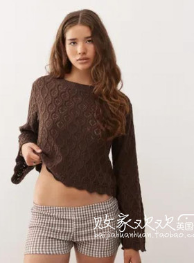 英国代购正品07.08 2025潮流导向 女装新款 休闲深色针织舒适小衫