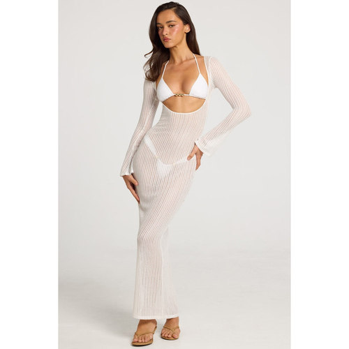 英国代购正品07.26 名品ohpolly 女装新款 性感钩针花长款连衣裙