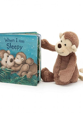 英国代购正品03.03 jellycat When I Am Sleepy Book猴子和书套装