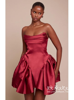 英国代购正品12.06 名品PL 女装新款 抹胸泡泡裙摆迷人连衣裙