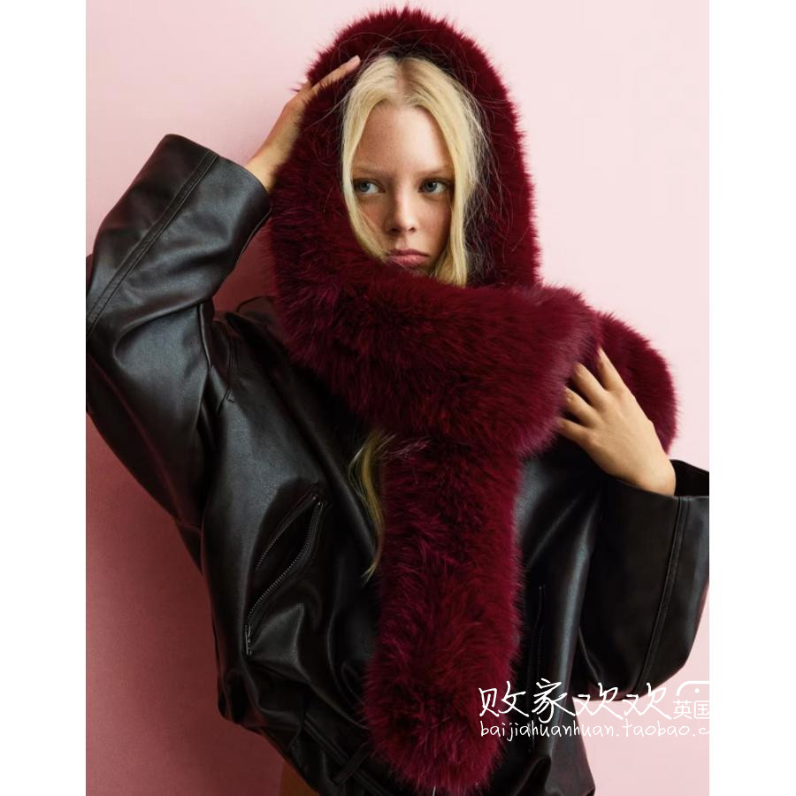 英国代购正品11.24 2025潮流导向 饰品新款 冬季皮草风保暖围巾