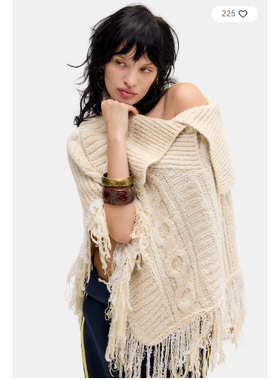 英国代购正品01.14 名品UO 女装新款 斗篷设计流苏中长款百搭上衣