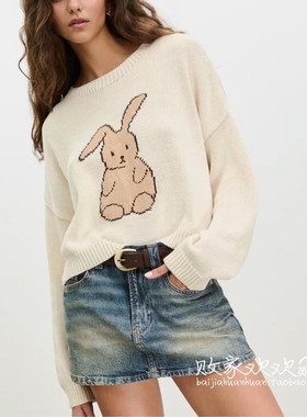 英国代购正品08.26 2025潮流导向 女装新款 兔兔浅色长袖百搭卫衣