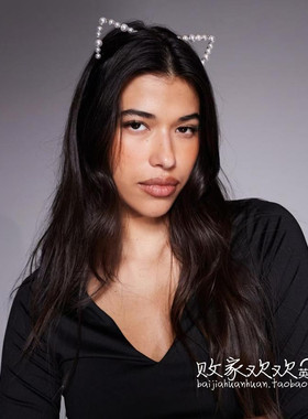 英国代购正品09.20 2025潮流导向 饰品新款 珍珠猫耳朵设计发箍