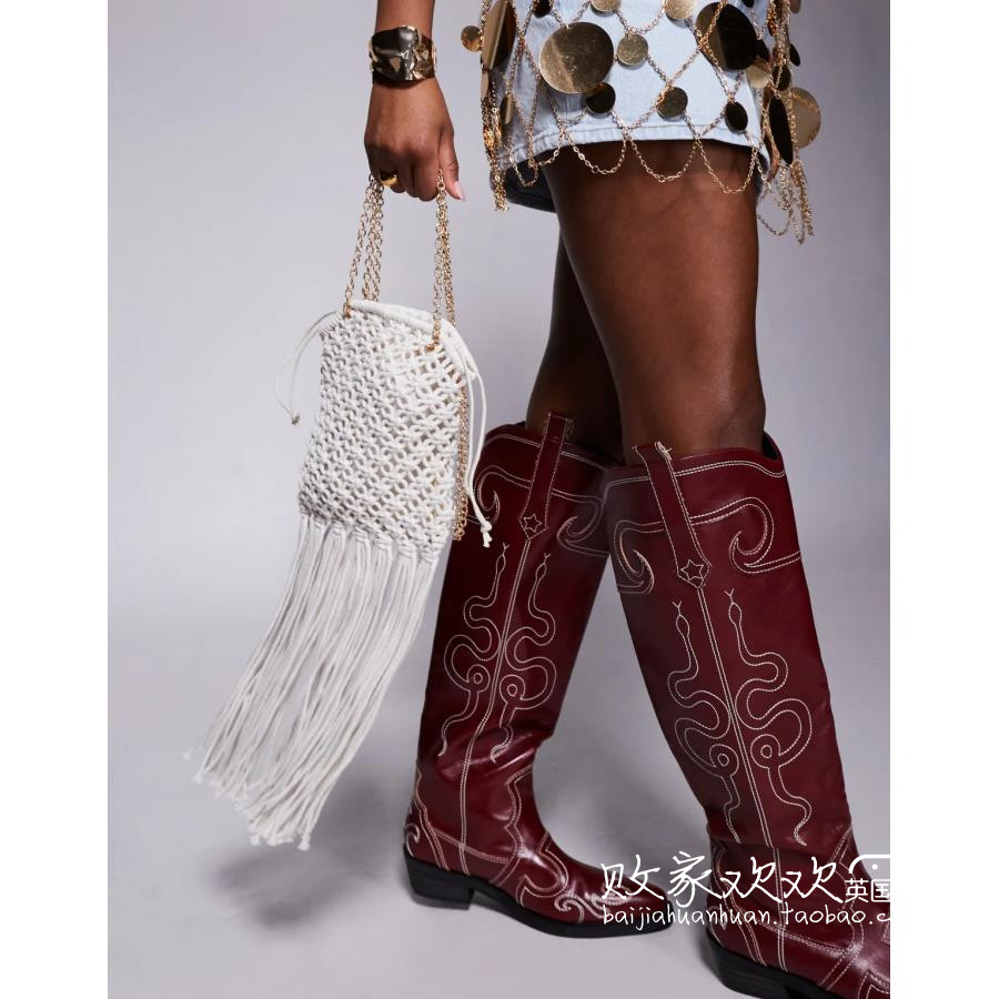 英国代购正品06.08 2025潮流导向 女包新款 浅色针织流苏手提包