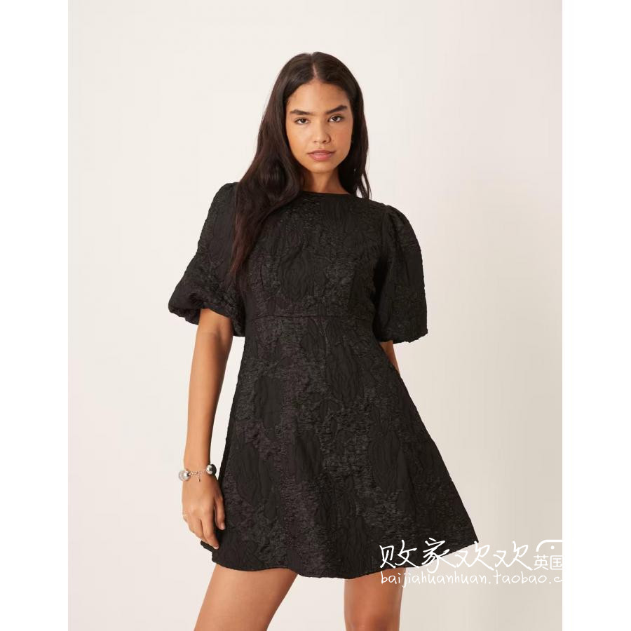 英国代购正品10.08 2025潮流导向 女装新款 提花深色迷人连衣裙