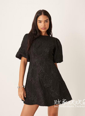 英国代购正品10.08 2025潮流导向 女装新款 提花深色迷人连衣裙