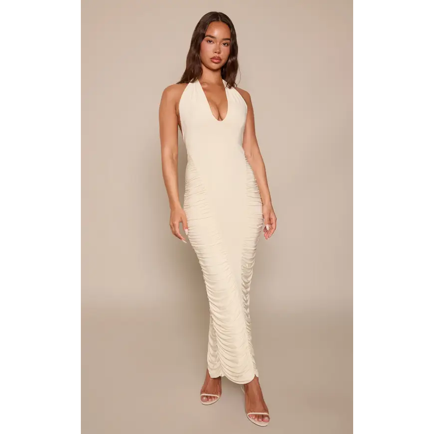 英国代购正品03.27 名品PL 女装新款 时尚设计露背开叉修身连衣裙