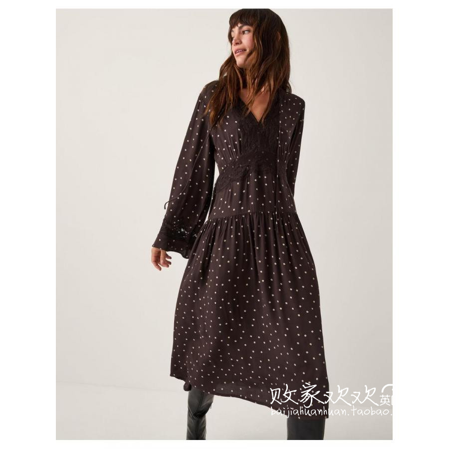 英国代购正品11.06 名品Monsoon 女装新款 设计波点长款连衣裙