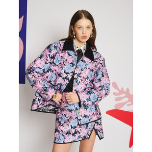 英国代购正品07.25 名品SJ 女装新款 设计提花短款舒适百搭外套