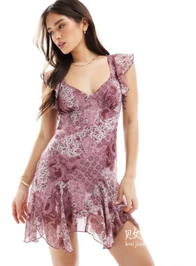 英国代购正品03.04 2025潮流导向 女装新款 印花不规则设计连衣裙