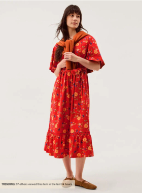 英国代购正品03.13 名品Monsoon 女装新 正肩印花长款显瘦连衣裙