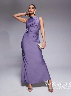 英国代购正品03.06 2025潮流导向 女装新款 缎面无袖长款连衣裙