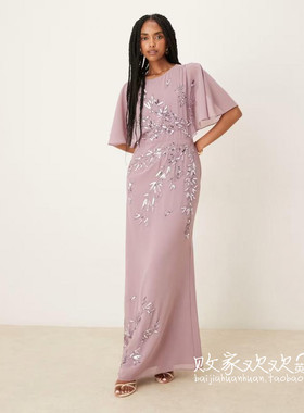 英国代购正品08.01 2025潮流导向 女装新款 设计重工花礼服连衣裙