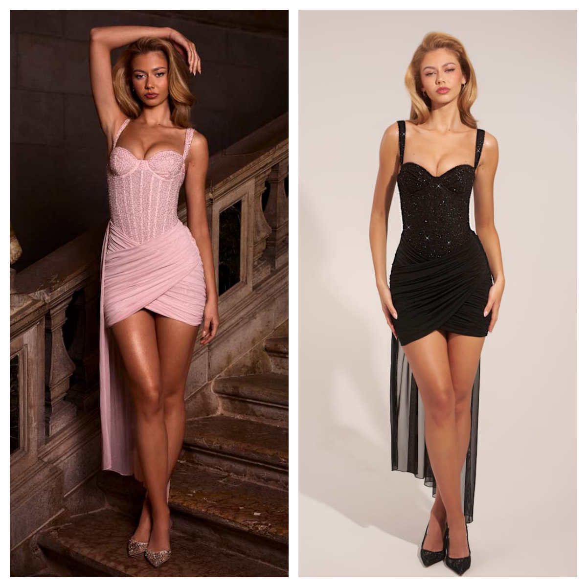 英国代购正品04.02 名品ohpolly 女装新 闪钻设计后长裙摆连衣裙