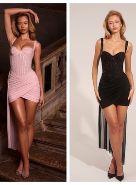 英国代购正品04.02 名品ohpolly 女装新 闪钻设计后长裙摆连衣裙